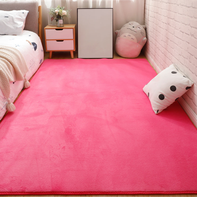 Casual Bedroom Rug Multi Color Solid Color Area Carpet Cotton Blend Non-Slip Pet Friendly Easy Care Indoor Rug Rose Red Clearhalo 'Area Rug' 'Casual' 'Rugs' Rug' 2325607