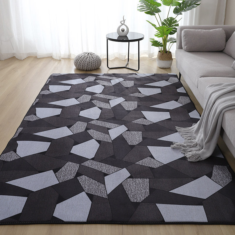 Casual Bedroom Rug Multi Color Solid Color Area Carpet Cotton Blend Non-Slip Pet Friendly Easy Care Indoor Rug Black Clearhalo 'Area Rug' 'Casual' 'Rugs' Rug' 2325609