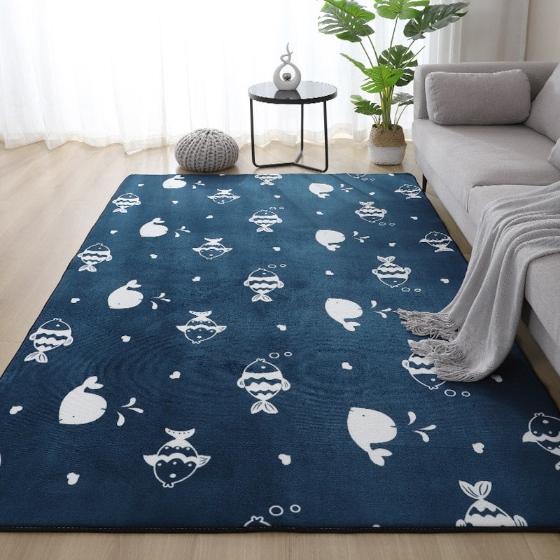 Casual Bedroom Rug Multi Color Solid Color Area Carpet Cotton Blend Non-Slip Pet Friendly Easy Care Indoor Rug Blue Clearhalo 'Area Rug' 'Casual' 'Rugs' Rug' 2325615