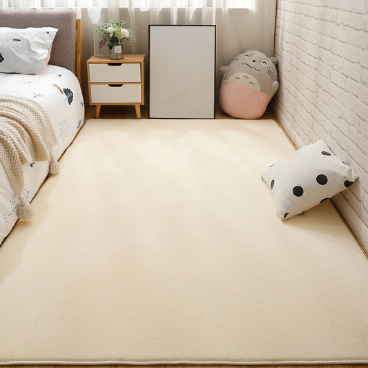 Minimalist Bedroom Rug Multi Color Solid Color Area Rug Cotton Blend Non-Slip Backing Stain-Resistant Easy Care Area Carpet Beige Clearhalo 'Area Rug' 'Casual' 'Rugs' Rug' 2325690