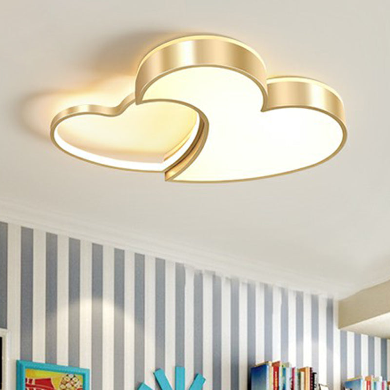 Heart Shaped Metal Ceiling Flush Light Minimalist Golden Flush Mount Led Light for Bedroom Clearhalo 'Ceiling Lights' 'Close To Ceiling Lights' 'Close to ceiling' 'Flush mount' Lighting' 2326914