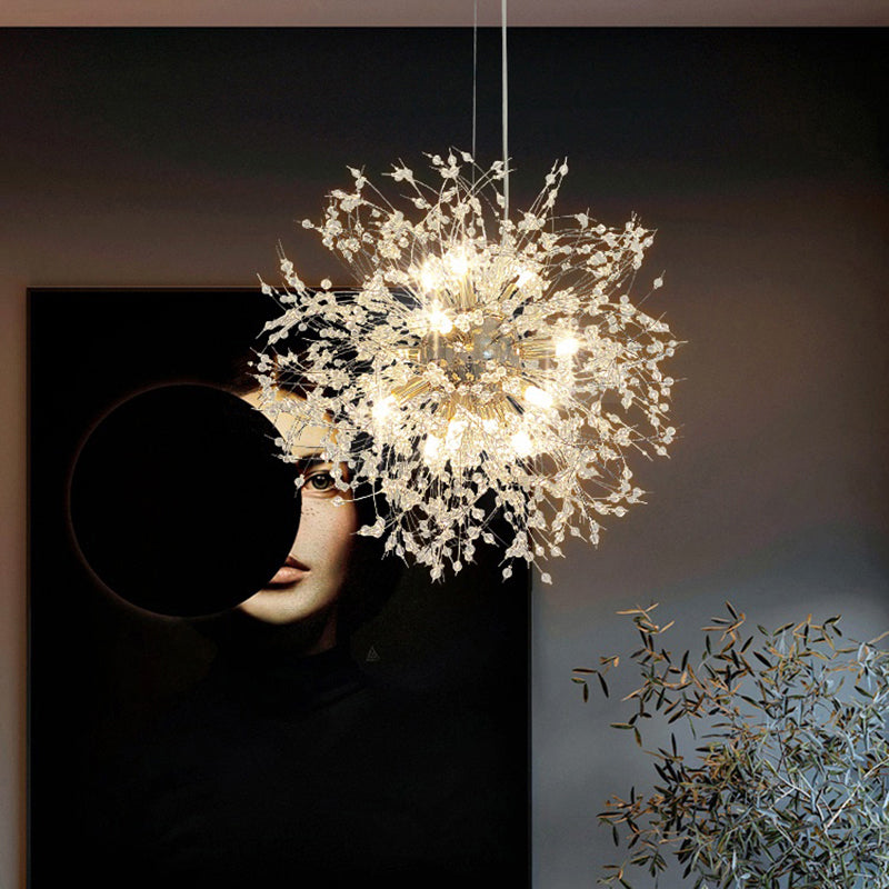 Modern Stylish Dandelion Chandelier Clear Crystal Bead Bedroom LED Ceiling Light in Brass Clearhalo 'Ceiling Lights' 'Chandeliers' 'Clear' 'Industrial' 'Modern Chandeliers' 'Modern' 'Tiffany' 'Traditional Chandeliers' Lighting' 2327410