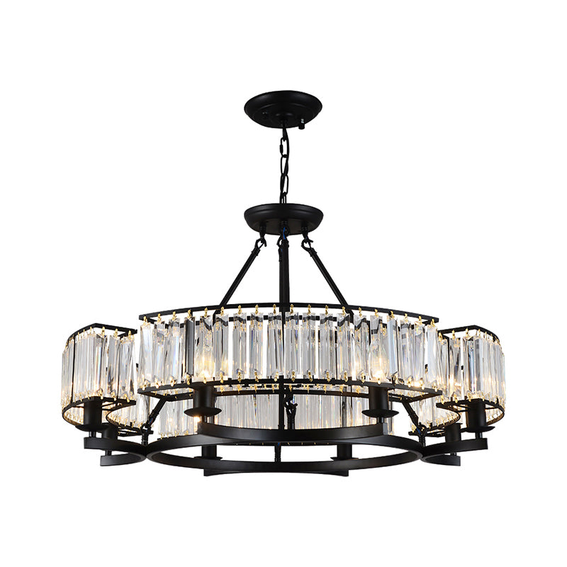 Circular Prismatic Crystal Chandelier Postmodern Suspension Lighting for Living Room Clearhalo 'Ceiling Lights' 'Chandeliers' 'Modern Chandeliers' 'Modern' Lighting' 2327424