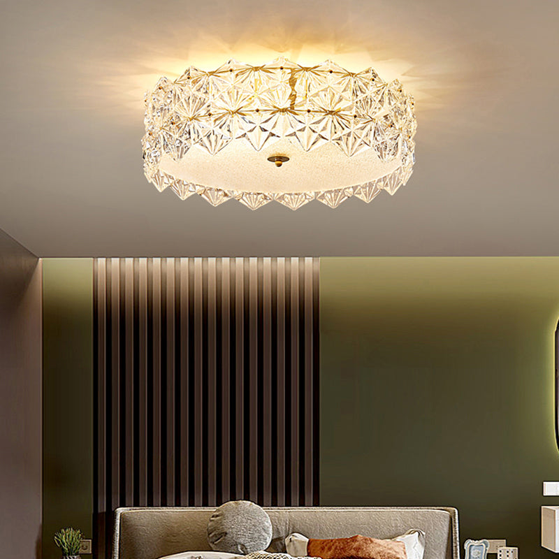 Round Clear Hexagonal Glass Flush Light Minimalistic Ceiling Mount Light for Living Room Clearhalo 'Ceiling Lights' 'Close To Ceiling Lights' 'Close to ceiling' 'Flush mount' Lighting' 2327584
