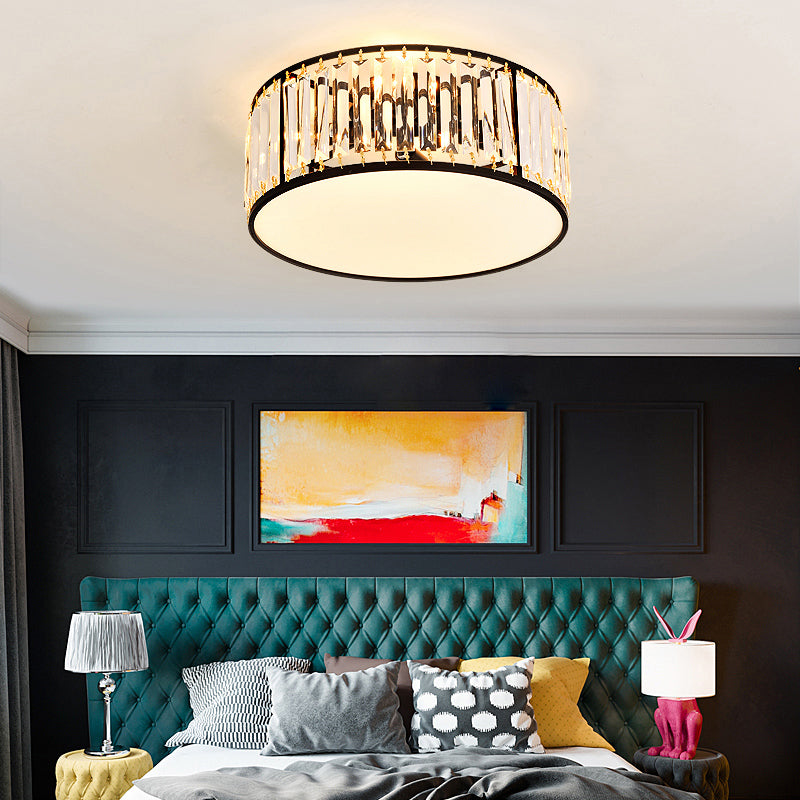 Minimalism Drum Flushmount Ceiling Lamp Prismatic Crystal Bedroom Flush Mounted Light Clearhalo 'Ceiling Lights' 'Close To Ceiling Lights' 'Close to ceiling' 'Flush mount' Lighting' 2327613