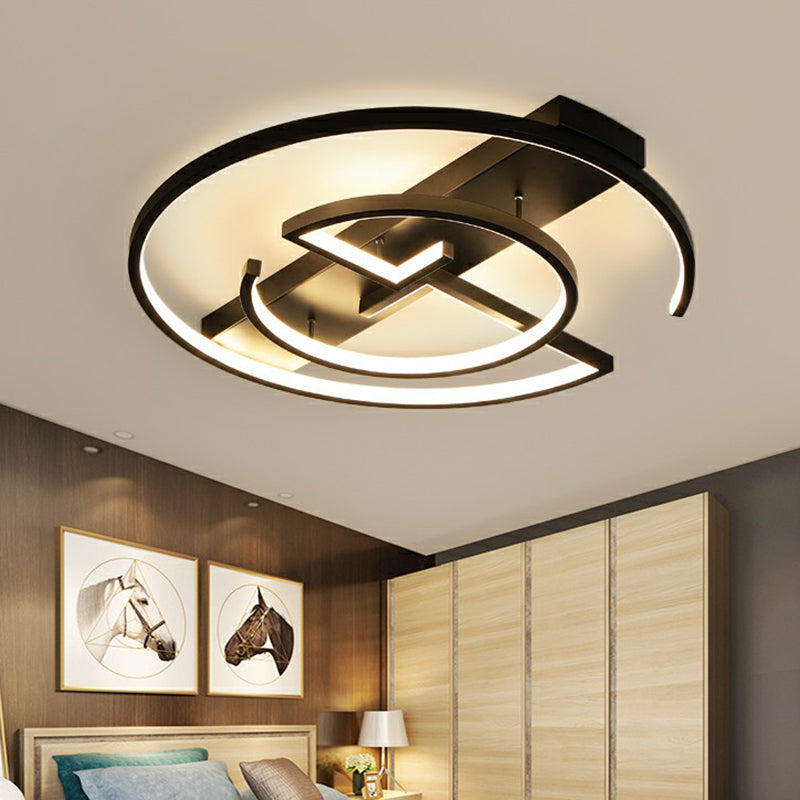 Circular Metal LED Flush Light Fixture Simplicity Black Close to Ceiling Lamp for Bedroom Clearhalo 'Ceiling Lights' 'Close To Ceiling Lights' 'Close to ceiling' 'Flush mount' Lighting' 2327960