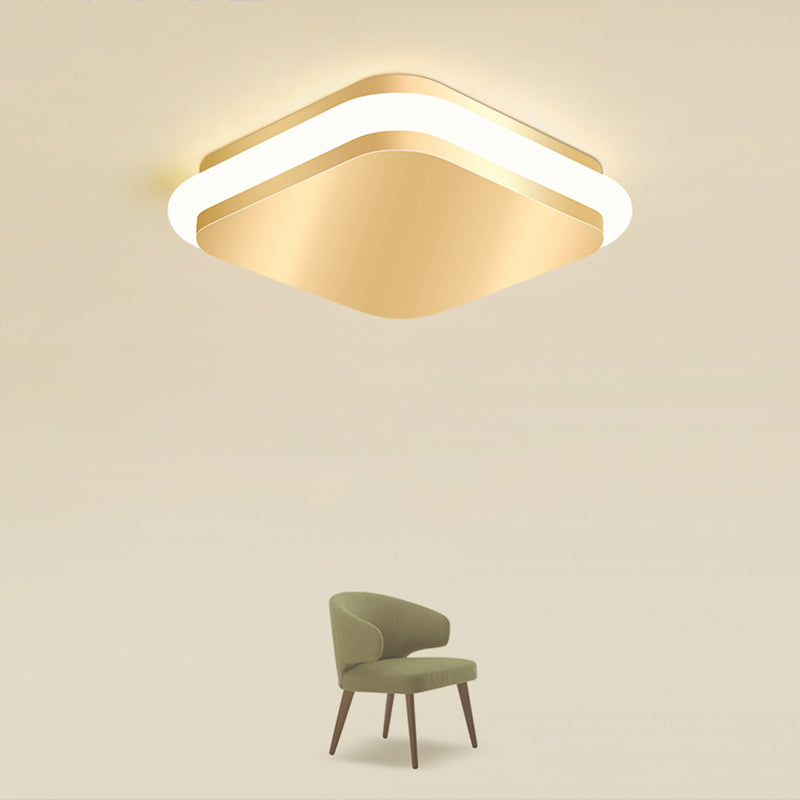 Geometric Foyer Flushmount Lighting Acrylic Simple Style LED Ceiling Mount Light in Gold Clearhalo 'Ceiling Lights' 'Close To Ceiling Lights' 'Close to ceiling' 'Flush mount' Lighting' 2327990