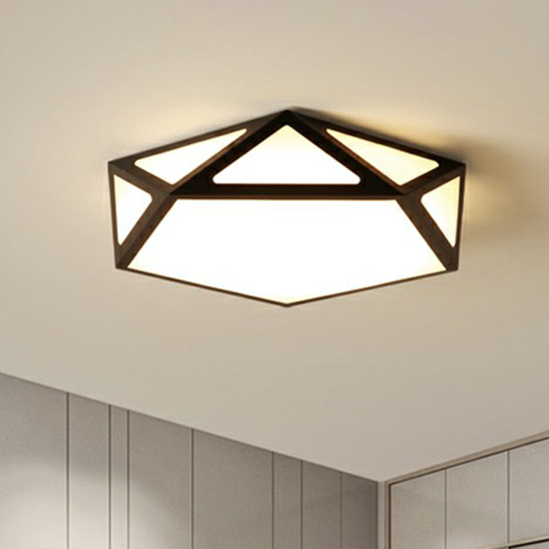 Bedroom Ceiling Mount Lighting Modern Black Flush Mount with Geometric Acrylic Shade Clearhalo 'Ceiling Lights' 'Close To Ceiling Lights' 'Close to ceiling' 'Flush mount' Lighting' 2328011