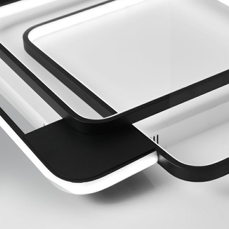 Stacked Ceiling Flush Mount Light Modern Metal Black Square LED Flushmount for Bedroom Clearhalo 'Ceiling Lights' 'Close To Ceiling Lights' 'Close to ceiling' 'Flush mount' Lighting' 2328197