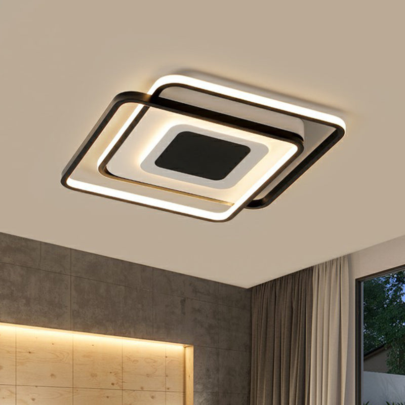 Simplicity Square Ceiling Flush Mount Light Metal Bedroom LED Flush Light Fixture in Black Clearhalo 'Ceiling Lights' 'Close To Ceiling Lights' 'Close to ceiling' 'Flush mount' Lighting' 2328216