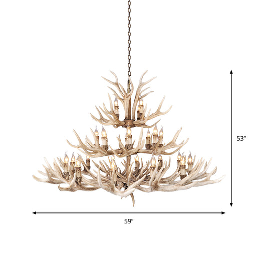 Resin Light Brown Hanging Chandelier Deer Antler 8/12/24 Bulbs Traditional Pendant Light Fixture for Dining Room Clearhalo 'Ceiling Lights' 'Chandeliers' Lighting' options 233234