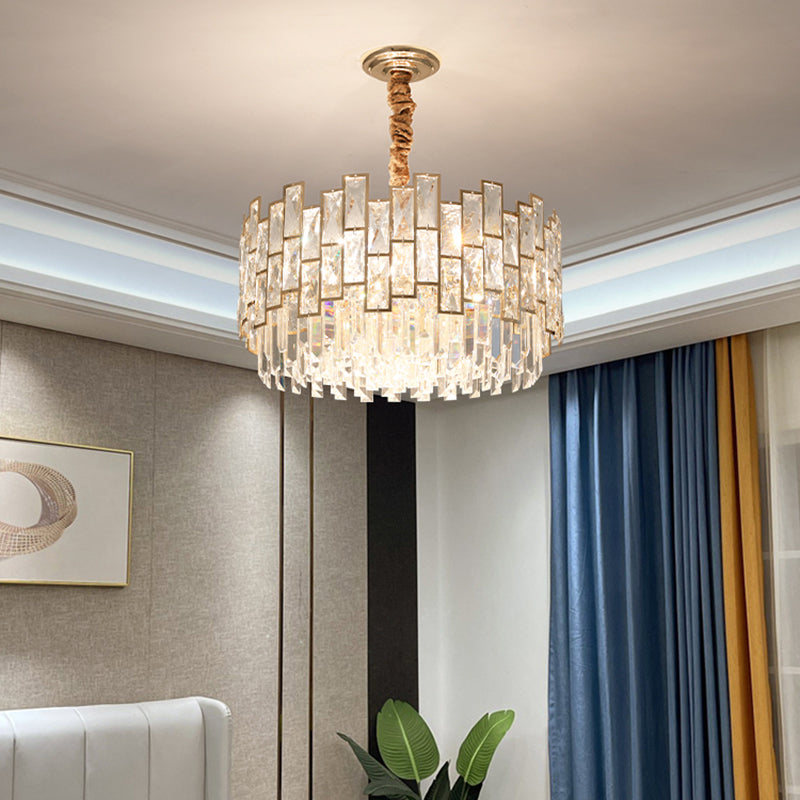 Round Living Room Chandelier Light Fixture K9 Crystal Modernism Hanging Pendant Light Clearhalo 'Ceiling Lights' 'Chandeliers' 'Modern Chandeliers' 'Modern' Lighting' 2335981