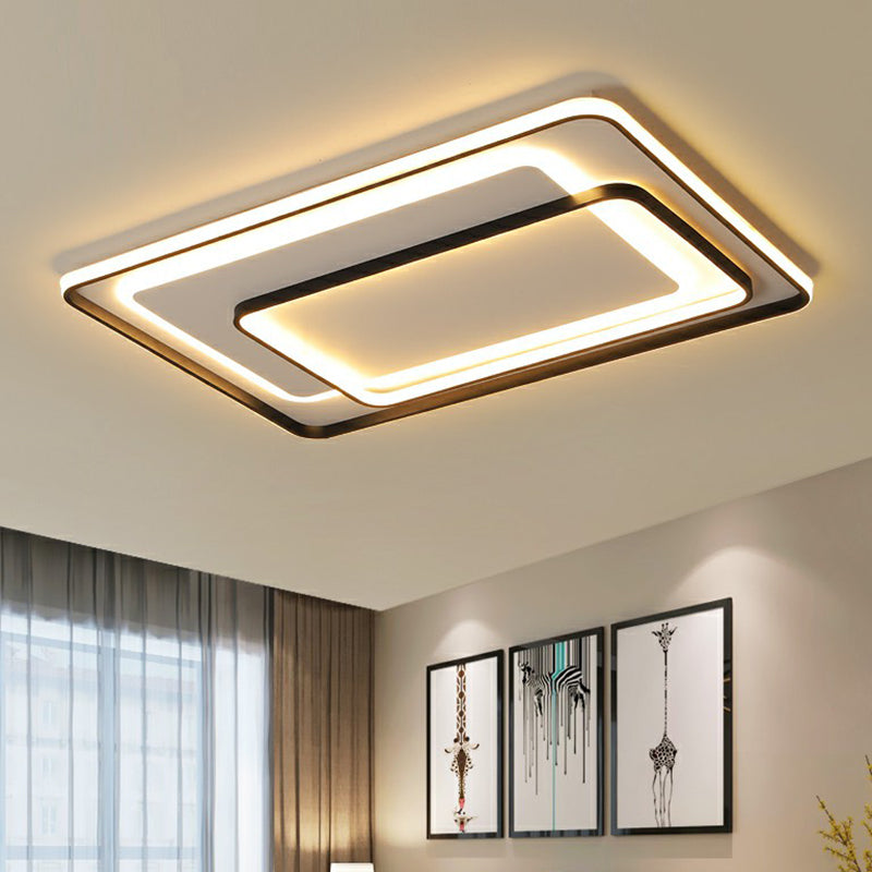 Minimalism LED Ceiling Lamp Black Rectangular Flush-Mount Light Fixture with Acrylic Shade Clearhalo 'Ceiling Lights' 'Close To Ceiling Lights' 'Close to ceiling' 'Flush mount' Lighting' 2336443