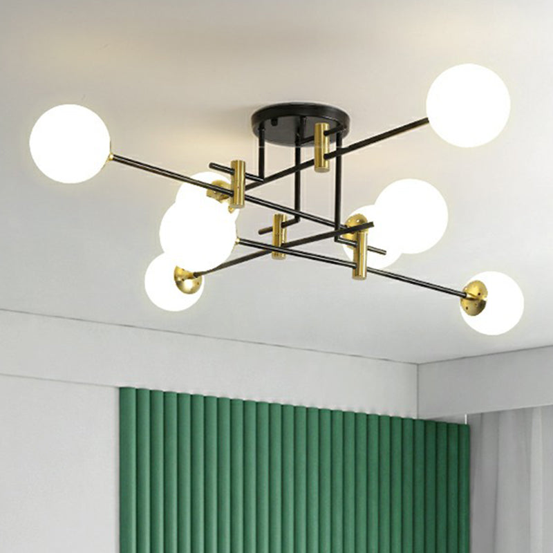 Ball Flush Mount Ceiling Light Minimalist Glass Bedroom Semi Flush Mount Fixture in Black Clearhalo 'Ceiling Lights' 'Close To Ceiling Lights' 'Close to ceiling' 'Semi-flushmount' Lighting' 2354022