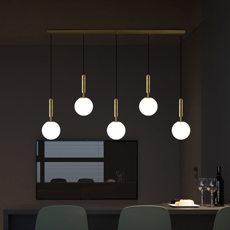 Brass Ball Multiple Hanging Pendant Light Simplicity Glass Ceiling Light for Open Kitchen Clearhalo 'Ceiling Lights' 'Modern Pendants' 'Modern' 'Pendant Lights' 'Pendants' Lighting' 2357031