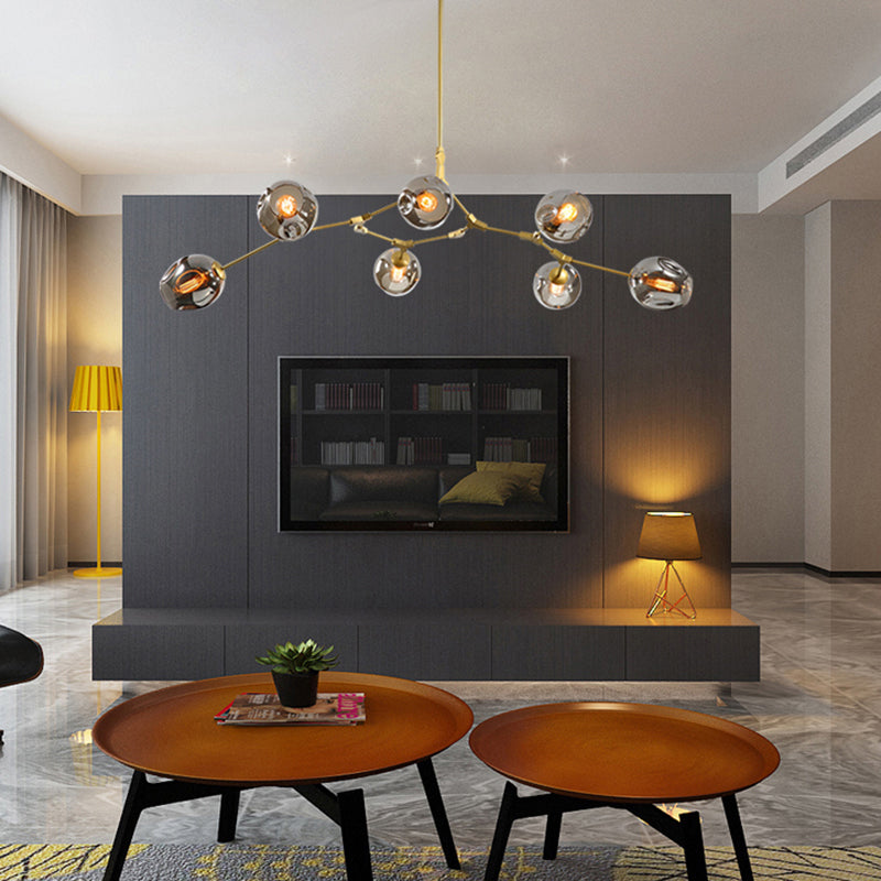 Molecule Dimpled Glass Pendant Lamp Designer Style Chandelier Light for Living Room Clearhalo 'Ceiling Lights' 'Chandeliers' 'Modern Chandeliers' 'Modern' Lighting' 2357217