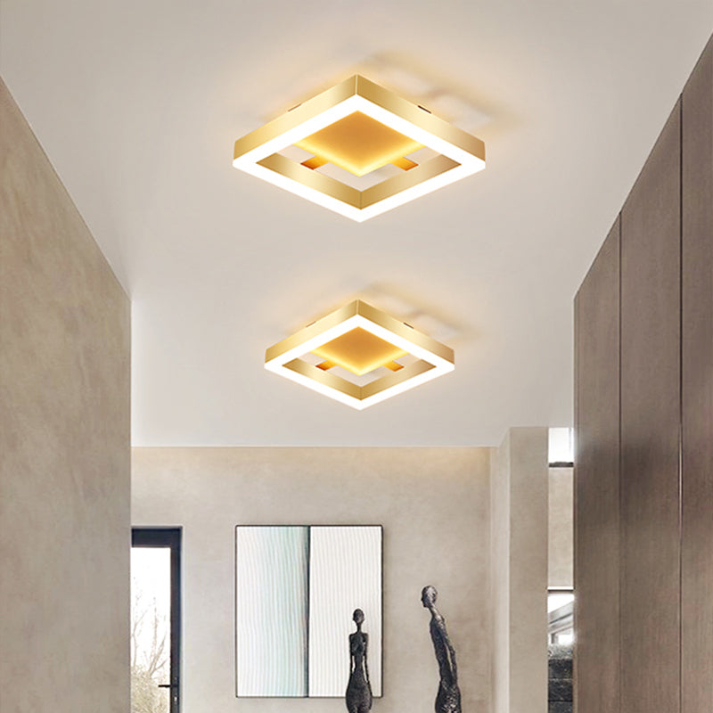 Aluminum Frame LED Ceiling Mount Light Minimalist Gold Finish Flushmount for Corridor Clearhalo 'Ceiling Lights' 'Close To Ceiling Lights' 'Close to ceiling' 'Semi-flushmount' Lighting' 2357520
