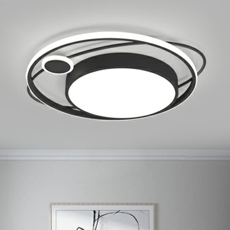Circle Led Flush Mount Ceiling Fixture Nordic Metal Black Flush Mount Light for Bedroom Clearhalo 'Ceiling Lights' 'Close To Ceiling Lights' 'Close to ceiling' 'Flush mount' Lighting' 2357688
