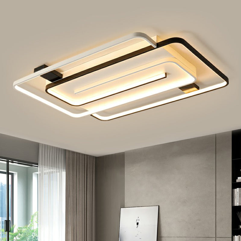 Acrylic Rectangle LED Flushmount Light Simplicity Black and White Ceiling Mount Light Fixture Clearhalo 'Ceiling Lights' 'Close To Ceiling Lights' 'Close to ceiling' 'Flush mount' Lighting' 2357976