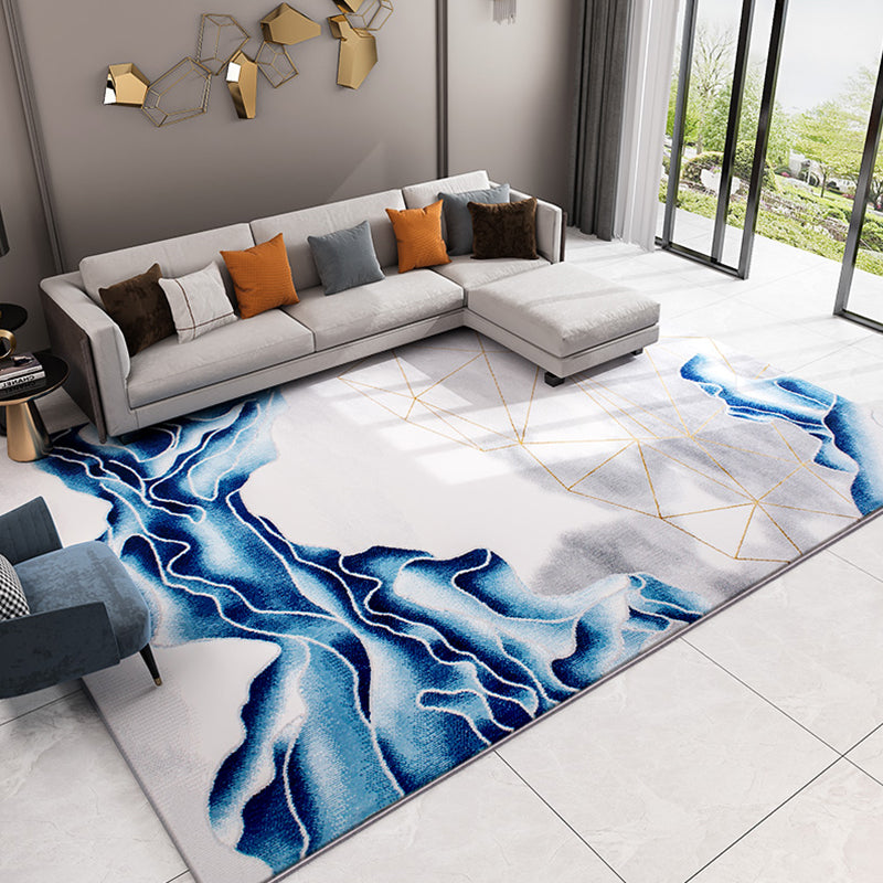 Modern Living Room Rug Multicolored Abstract Printed Area Carpet Polyster Non-Slip Backing Pet Friendly Area Rug Dark Blue-Gray Clearhalo 'Area Rug' 'Modern' 'Rugs' Rug' 2362244