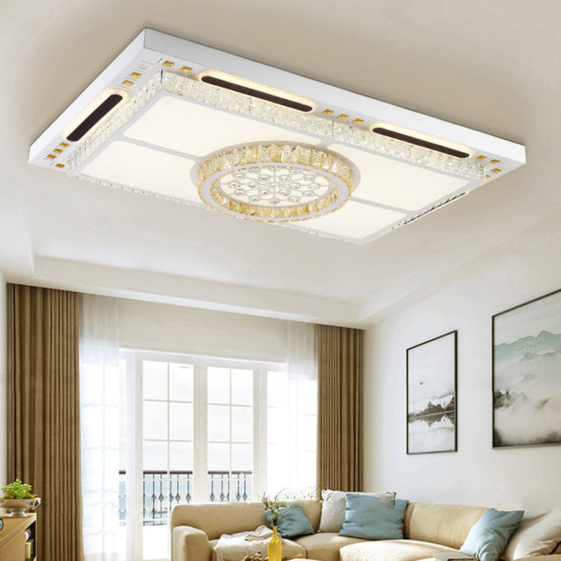 Contemporary LED Flush Mount Fixture White Rectangle Ceiling Light