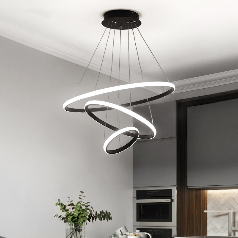 Outer Glowing Ring Shaped Hanging Light Artistic Aluminum LED Chandelier for Restaurant Clearhalo 'Ceiling Lights' 'Chandeliers' 'Modern Chandeliers' 'Modern' Lighting' 2373374