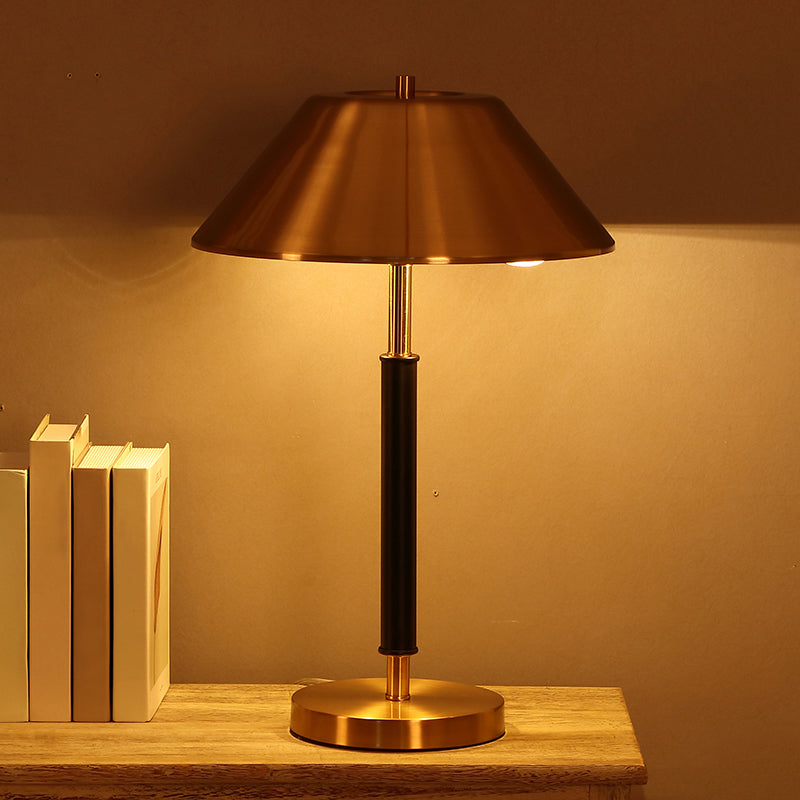 Brass Truncated Cone Night Lamp Postmodern 2-Light Metal Table Light for Bedroom Clearhalo 'Lamps' 'Table Lamps' Lighting' 2373478