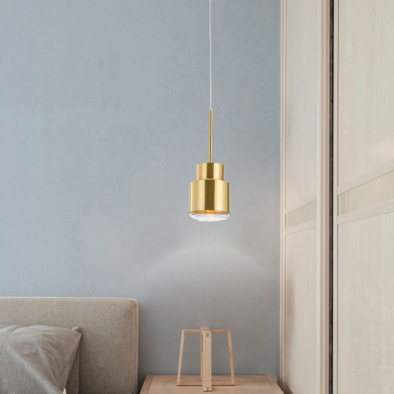 Grenade Shaped Drop Pendant Postmodern Metal 1-Light Gold Pendulum Light with Glass Diffuser Clearhalo 'Ceiling Lights' 'Modern Pendants' 'Modern' 'Pendant Lights' 'Pendants' Lighting' 2373495