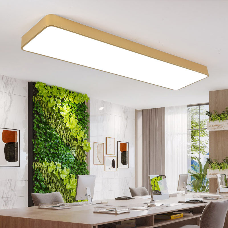 Metal Rectangle LED Ceiling Lighting Minimalist Light Wood Grain Flush Mount Light for Office Clearhalo 'Ceiling Lights' 'Close To Ceiling Lights' 'Close to ceiling' 'Flush mount' Lighting' 2373639