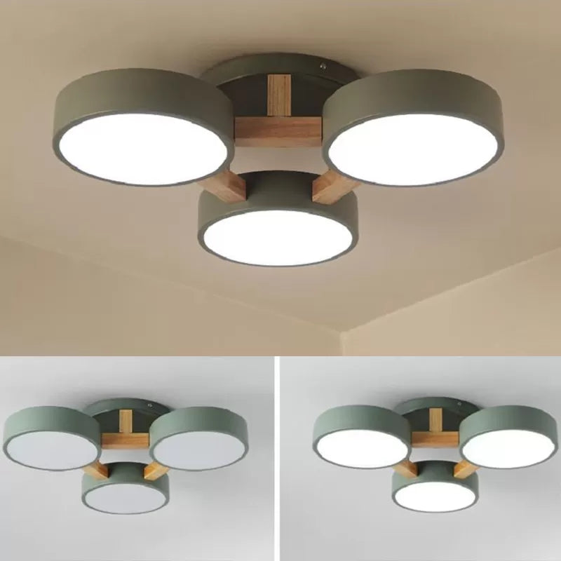 Metal Drum Semi Flush Mount Light Living Room 3 Heads Macaron Loft Ceiling Lamp Clearhalo 'Ceiling Lights' 'Close To Ceiling Lights' 'Close to ceiling' 'Semi-flushmount' Lighting' 23751