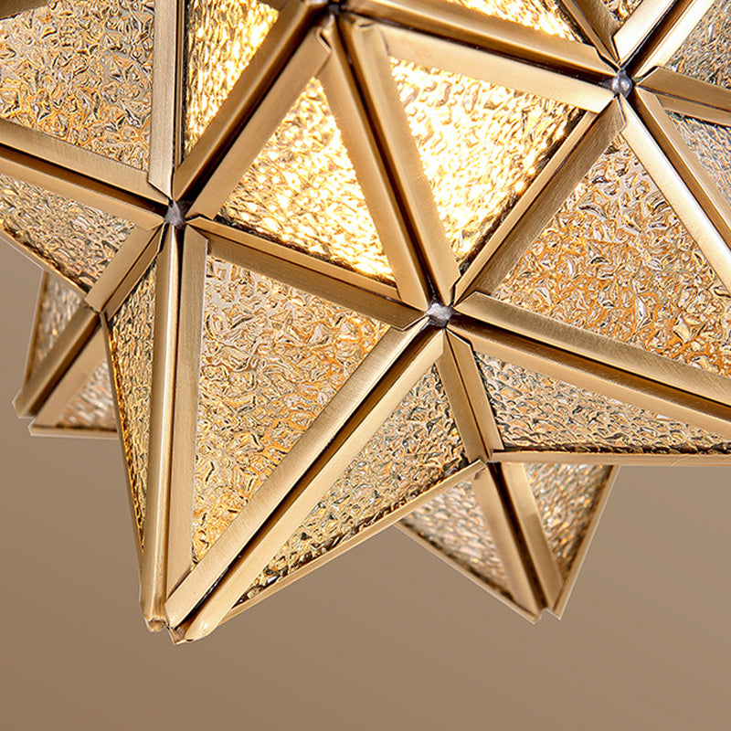 Star Semi Flush Ceiling Light Traditionary Clear/Textured White Glass 1 Bulb Ceiling Mounted Light for Living Room Clearhalo 'Ceiling Lights' 'Close To Ceiling Lights' 'Close to ceiling' 'Glass shade' 'Glass' 'Semi-flushmount' Lighting' 237523