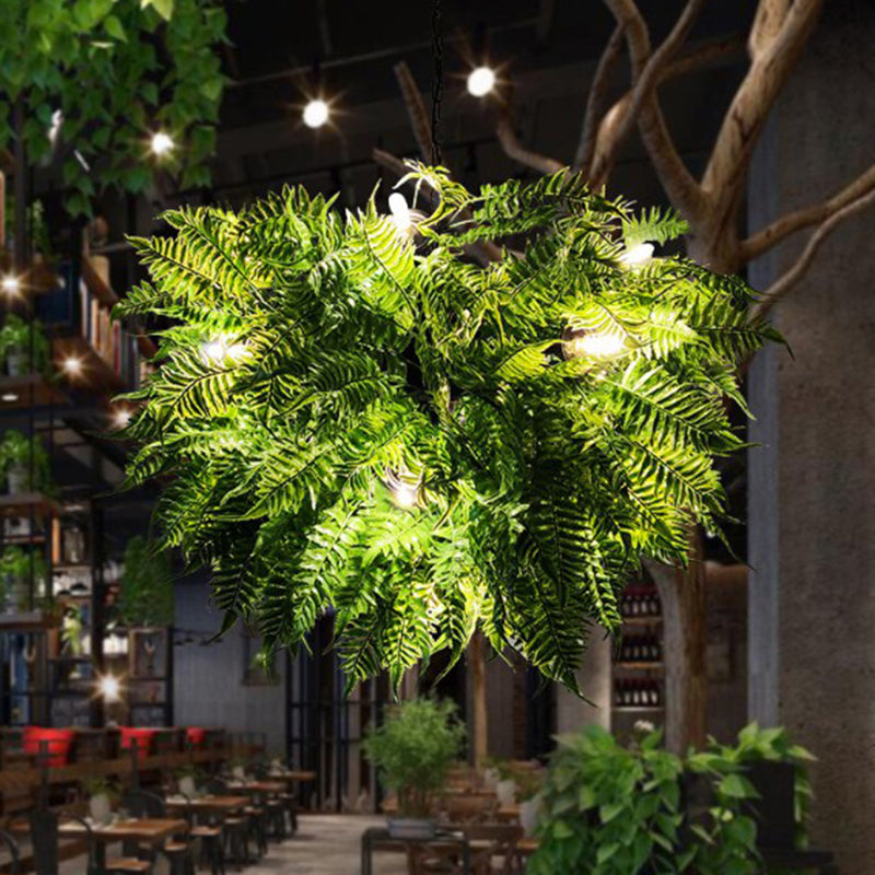 fake plants to hang from ceiling Artificial Plant Restaurant Hanging Light Fixture Rustic Metal Ceiling Pendant Light