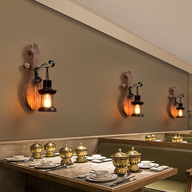 Wood Shiplap Wall Lamp Fixture Country 1-Light Restaurant Wall Mount Light in Brown Clearhalo 'Industrial wall lights' 'Industrial' 'Middle century wall lights' 'Rustic wall lights' 'Tiffany' 'Wall Lamps & Sconces' 'Wall Lights' Lighting' 2385436