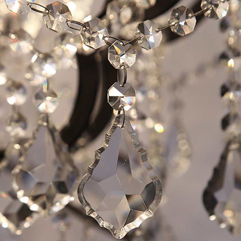 Black Spherical Chandelier Lamp Rustic Metal Black Hanging Light with Crystal Decorations Clearhalo 'Ceiling Lights' 'Chandeliers' 'Modern Chandeliers' 'Modern' Lighting' 2389761