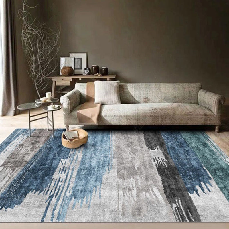 Multi Colored Simplicity Rug Polypropylene Abstract Printed Indoor Rug Non-Slip Backing Pet Friendly Area Carpet for Parlor Blue Clearhalo 'Area Rug' 'Rug' 2392146