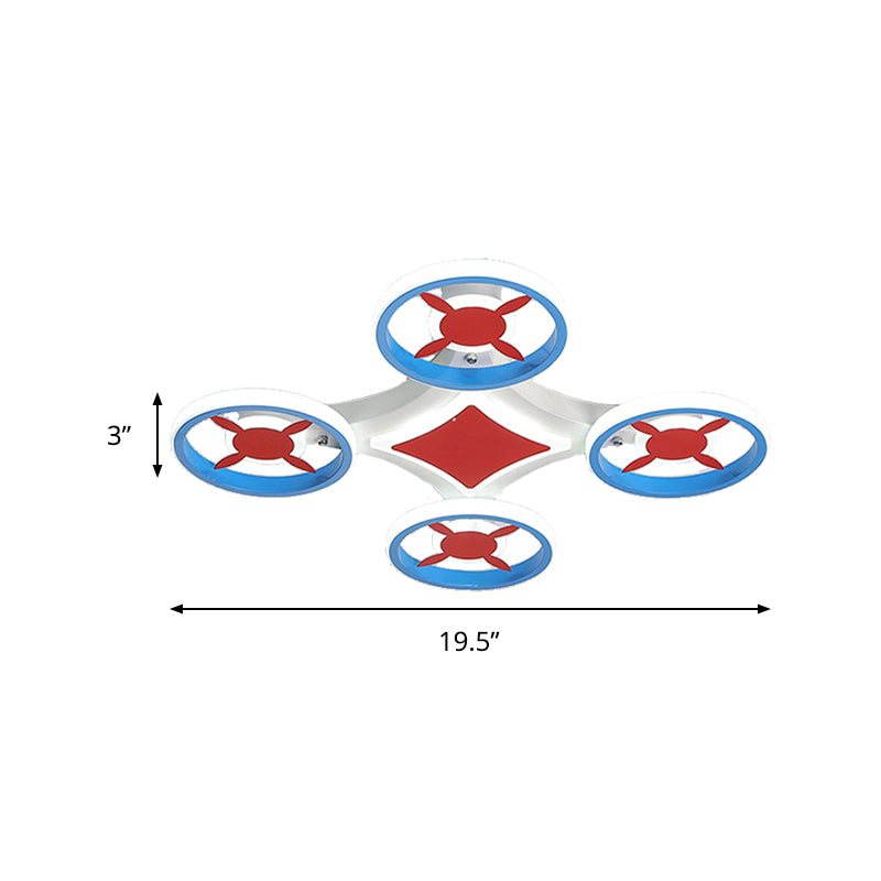 Child Bedroom Space Vehicle Ceiling Lamp Acrylic Metal Cartoon LED Flush Mount Light in Blue and Red Clearhalo 'Ceiling Lights' 'Close To Ceiling Lights' 'Close to ceiling' 'Flush mount' Lighting' 239631