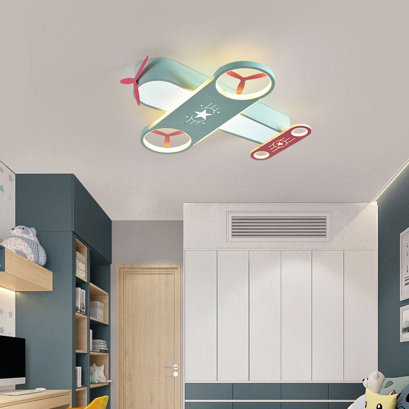 Creative Cartoon LED Flush Light Aircraft Shaped Ceiling Mount Lamp with Acrylic Shade Clearhalo 'Ceiling Lights' 'Close To Ceiling Lights' 'Close to ceiling' 'Semi-flushmount' Lighting' 2405192