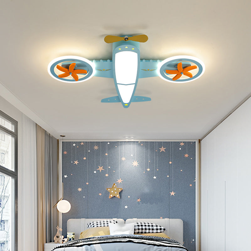 Aircraft Semi Flush Ceiling Fixture Cartoon Metallic LED Flush Mount Light for Child Room Clearhalo 'Ceiling Lights' 'Close To Ceiling Lights' 'Close to ceiling' 'Flush mount' Lighting' 2405333