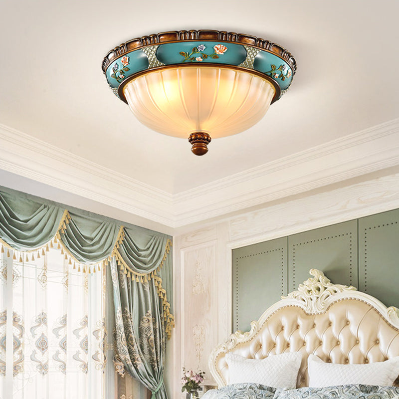 Dome Bedroom Flush Ceiling Light Vintage Frosted Glass Flush-Mount Lighting Fixture Clearhalo 'Ceiling Lights' 'Close To Ceiling Lights' 'Close to ceiling' 'Flush mount' Lighting' 2405364