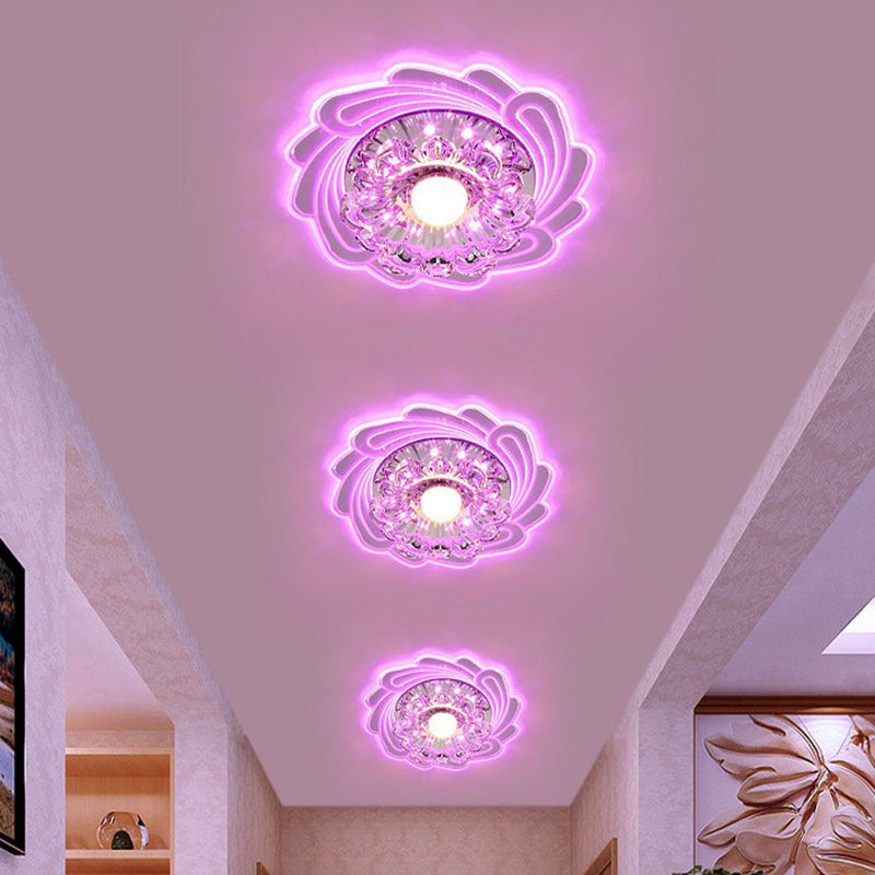 Crystal Flower Shaped Flush Mount Light Minimalist Clear LED Ceiling Mounted Fixture for Corridor Clearhalo 'Ceiling Lights' 'Close To Ceiling Lights' 'Close to ceiling' 'Flush mount' Lighting' 2405968