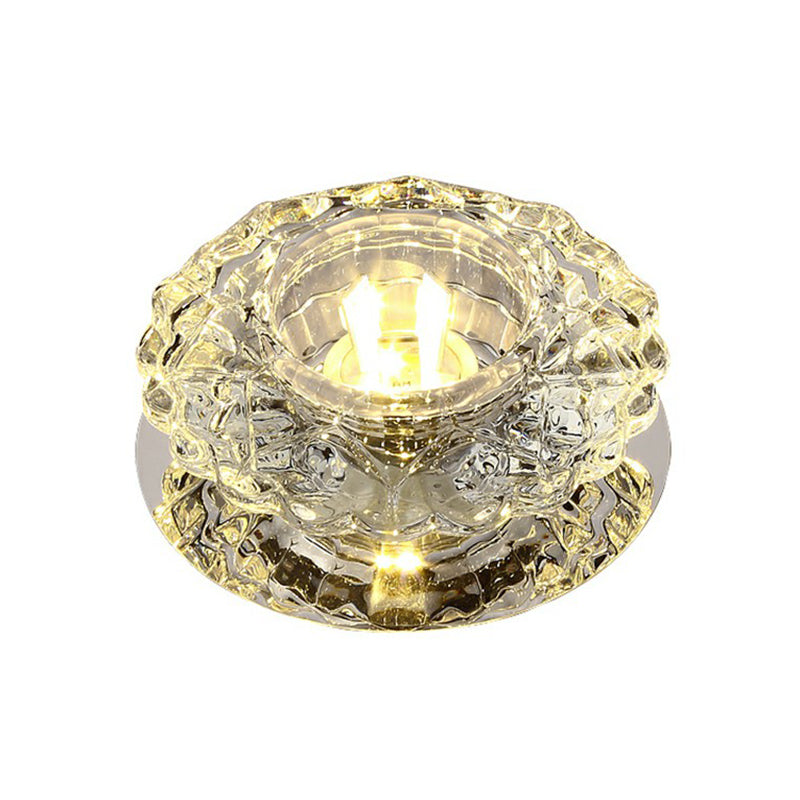 Minimalist LED Flush Mount Lighting Clear Round Ceiling Fixture with Crystal Shade for Aisle Clearhalo 'Ceiling Lights' 'Close To Ceiling Lights' 'Close to ceiling' 'Flush mount' Lighting' 2406012