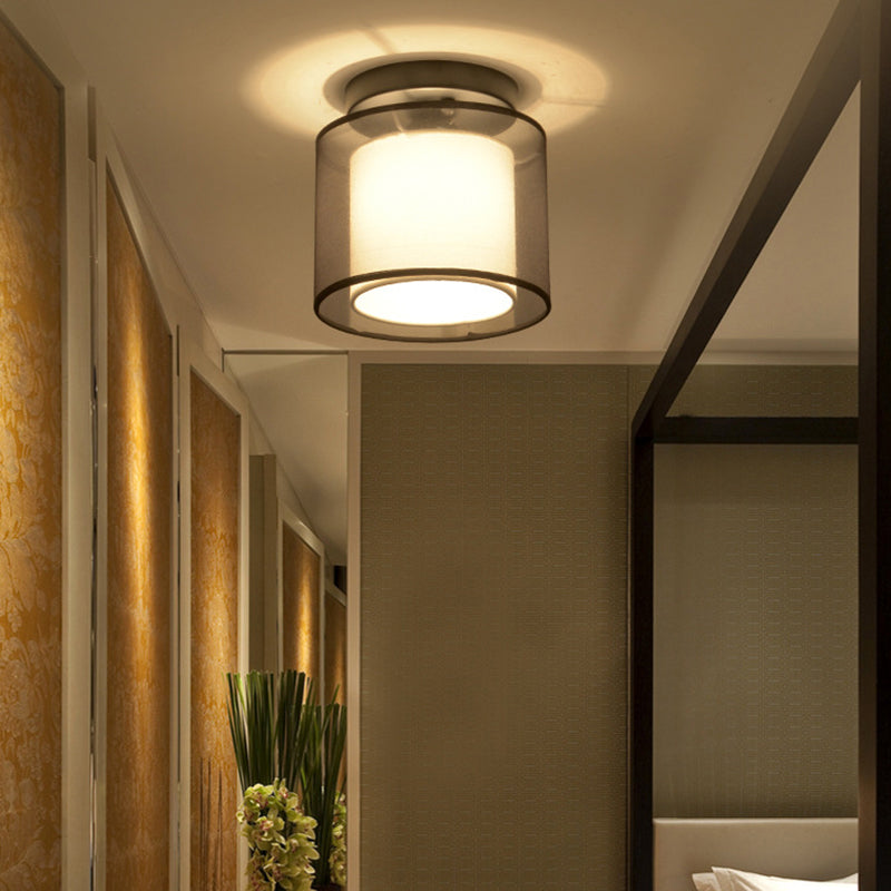 Dual-Shaded Corridor Ceiling Light Fabric 1 Light Modern Semi Flush Mount Lighting Clearhalo 'Ceiling Lights' 'Close To Ceiling Lights' 'Close to ceiling' 'Semi-flushmount' Lighting' 2409275