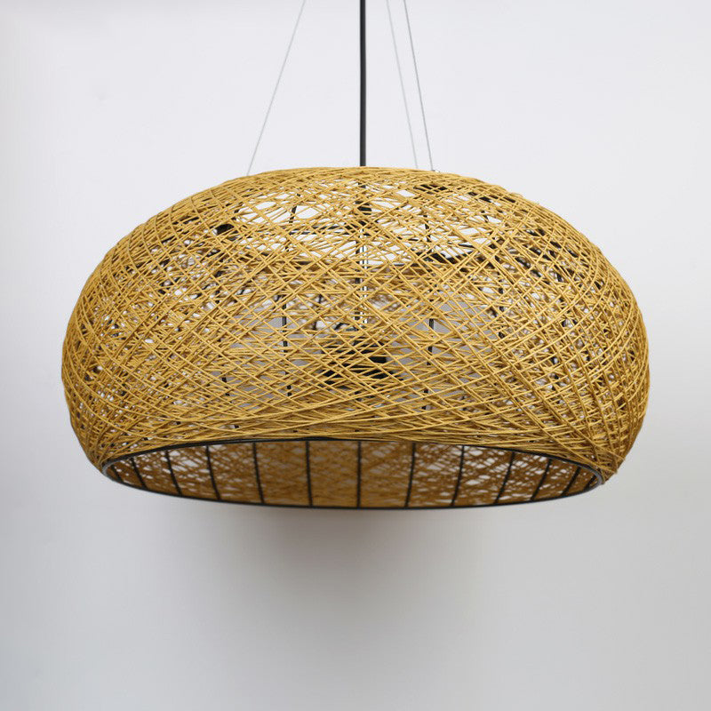 Rattan Nest Round Chandelier Novelty Asian Style Pendant Lighting Fixture for Tea Room Clearhalo 'Ceiling Lights' 'Chandeliers' 'Modern Chandeliers' 'Modern' Lighting' 2415255