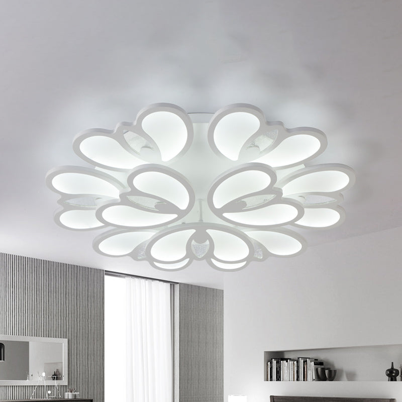 LED 9/12/18 Lights Living Room Flush Light with Buds Acrylic Shade White Ceiling Lamp in Warm/White/Natural Light Clearhalo 'Ceiling Lights' 'Close To Ceiling Lights' 'Close to ceiling' 'Semi-flushmount' Lighting' 241739