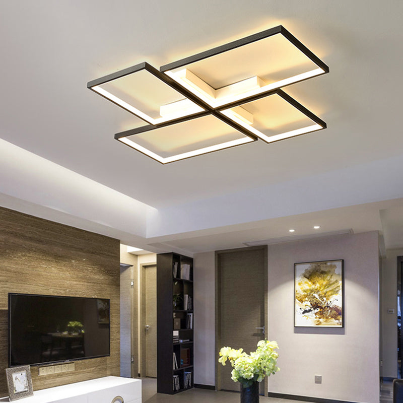 Black Pinwheel-Like Ceiling Lamp Minimalistic Metal LED Flush Mount Light Fixture for Living Room Clearhalo 'Ceiling Lights' 'Close To Ceiling Lights' 'Close to ceiling' Lighting' 2422881