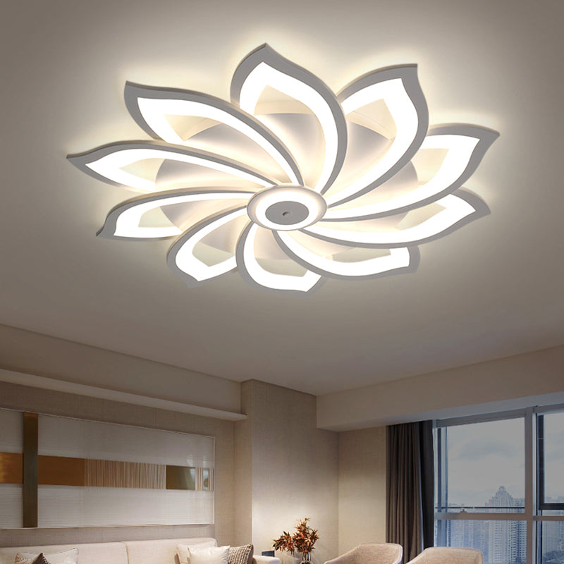 Simplicity Sunflower Ceiling Light Fixture Metal Living Room LED Flush Mount Fixture in White Clearhalo 'Ceiling Lights' 'Close To Ceiling Lights' 'Close to ceiling' 'Flush mount' Lighting' 2423313