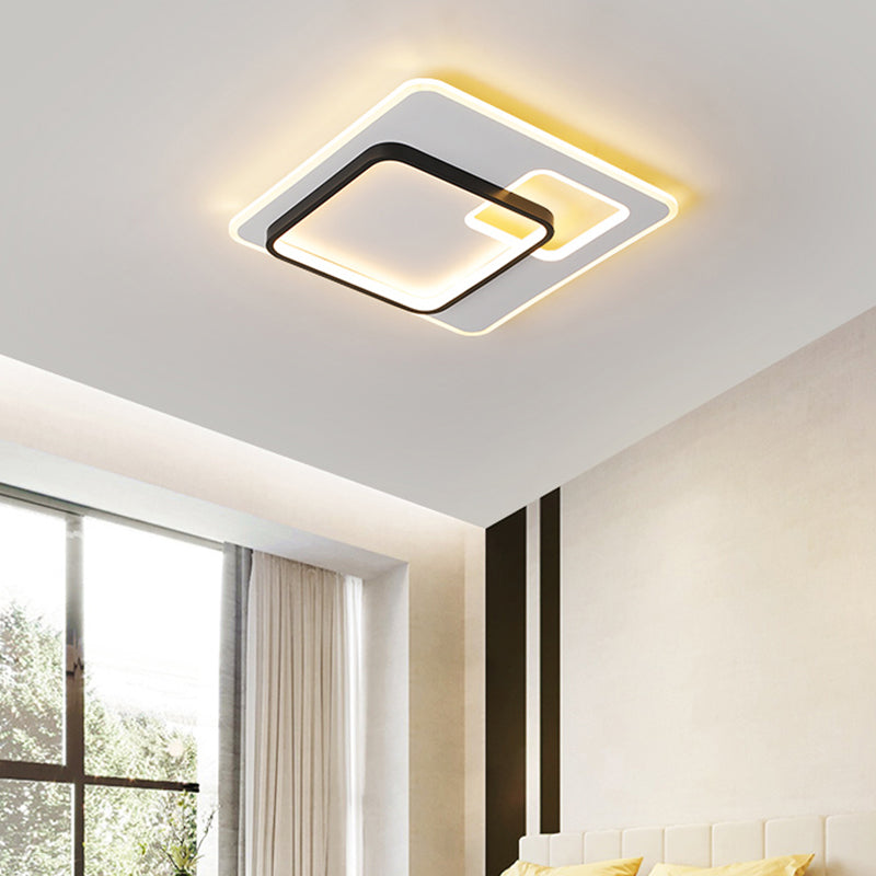 Halo Metal Flush Ceiling Light Fixture Simplicity Black-White LED Flush Mount for Bedroom Clearhalo 'Ceiling Lights' 'Close To Ceiling Lights' 'Close to ceiling' 'Flush mount' Lighting' 2423661