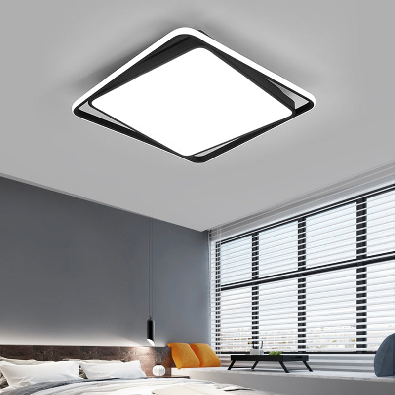 Square Led Surface Mount Ceiling Light Nordic Acrylic Black Flushmount Light for Bedroom Clearhalo 'Ceiling Lights' 'Close To Ceiling Lights' 'Close to ceiling' 'Flush mount' Lighting' 2423677