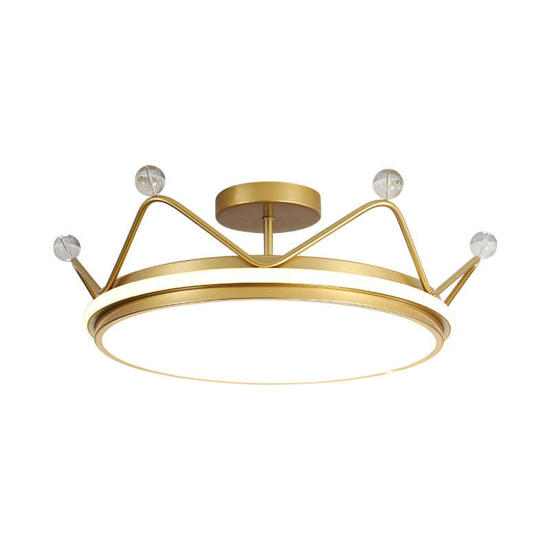Crown Shaped Childrens Room Flush Ceiling Light Metal Cartoon LED Flush Mount Fixture Clearhalo 'Ceiling Lights' 'Close To Ceiling Lights' 'Close to ceiling' 'Semi-flushmount' Lighting' 2424265