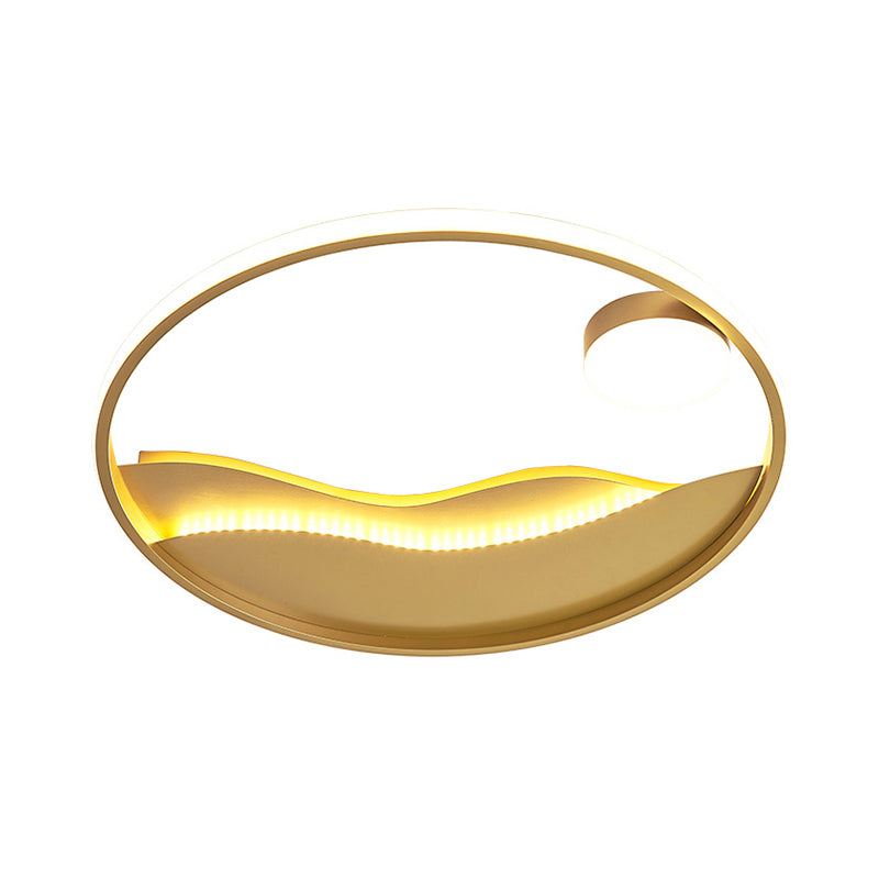 Sunrise and Sea Ceiling Light Artistic Metal Bedroom LED Flush Mount with Halo Ring Clearhalo 'Ceiling Lights' 'Close To Ceiling Lights' 'Close to ceiling' 'Flush mount' Lighting' 2424314